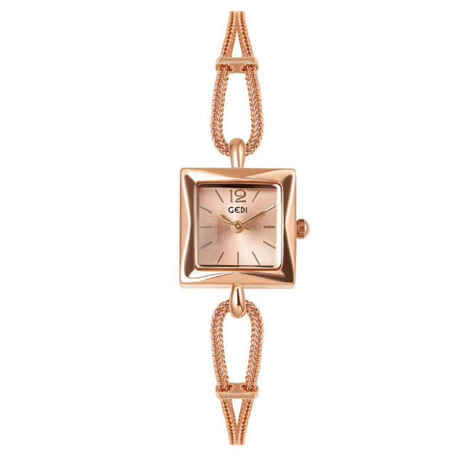 Concise square design chain band women watch