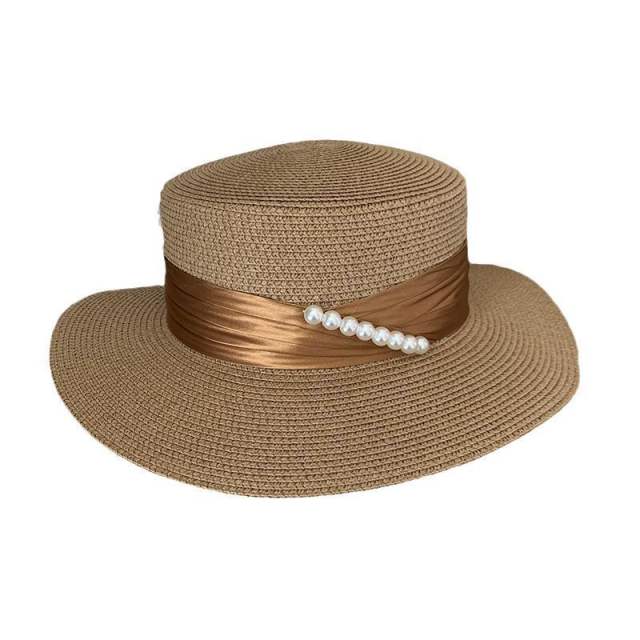 Elegant pearl beads summer beach hat