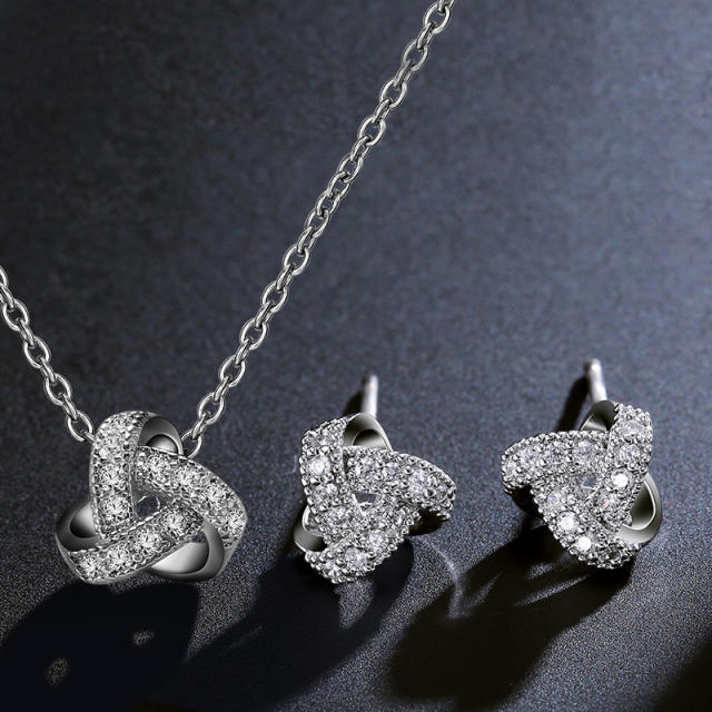 Korean fashion diamond twist triangle jewelry set