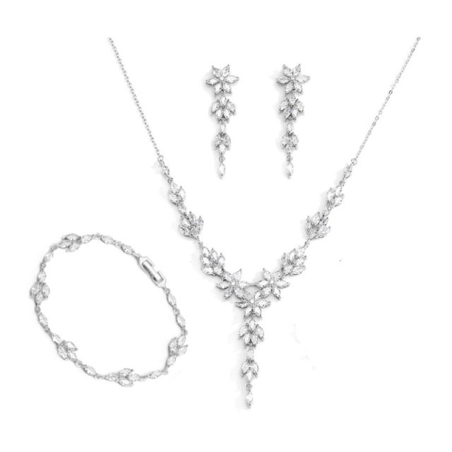 Elegant cubic zircon wedding diamond necklace set