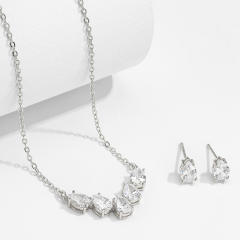 Concise cubic zircon copper jewelry set