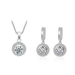 Round piece cubic zircon diamond necklace set