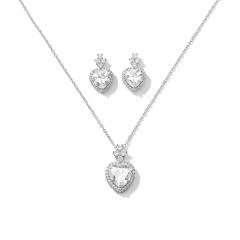 Sweet heart cubic zircon diamond necklace set