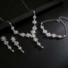 Elegant cubic zircon wedding diamond necklace set