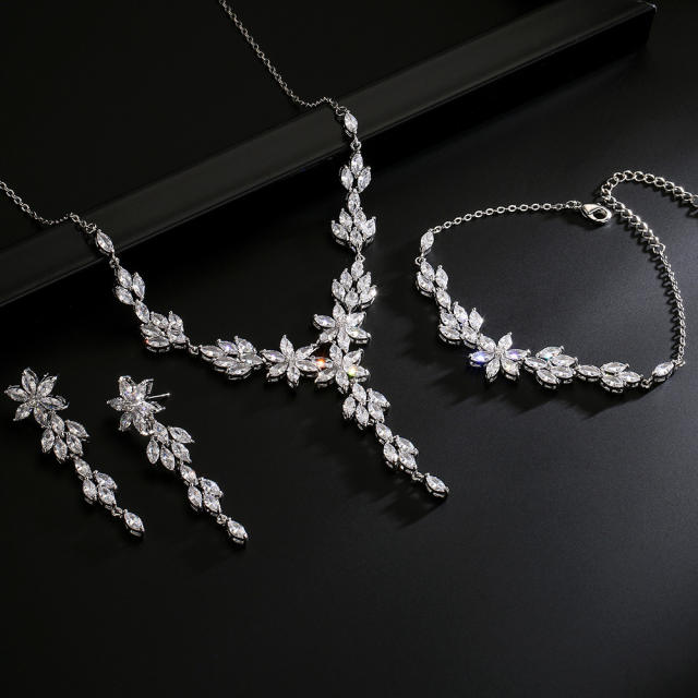 Elegant cubic zircon wedding diamond necklace set