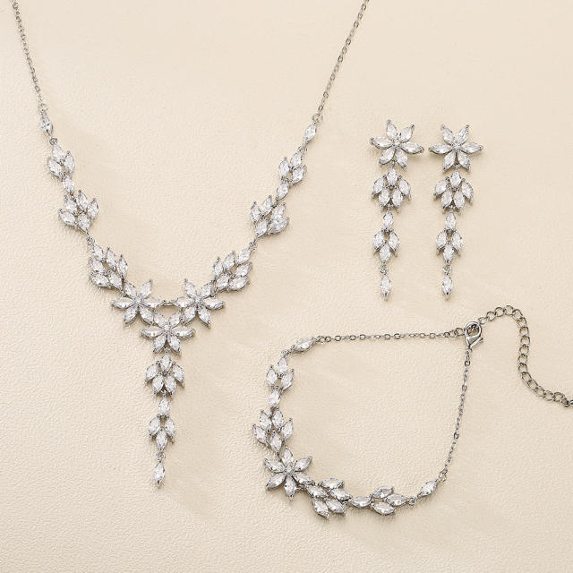 Elegant cubic zircon wedding diamond necklace set