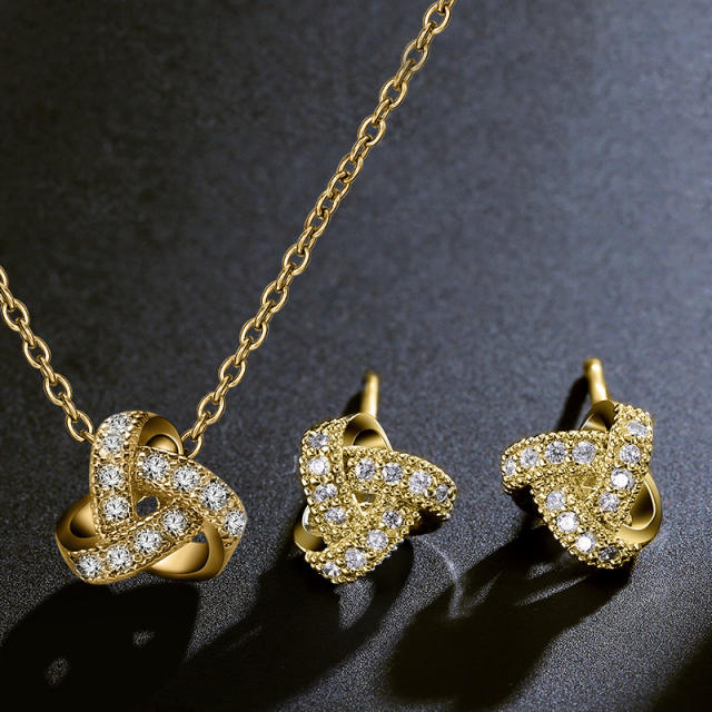 Korean fashion diamond twist triangle jewelry set