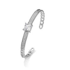 Concise cubic zircon setting gold plated copper bangle