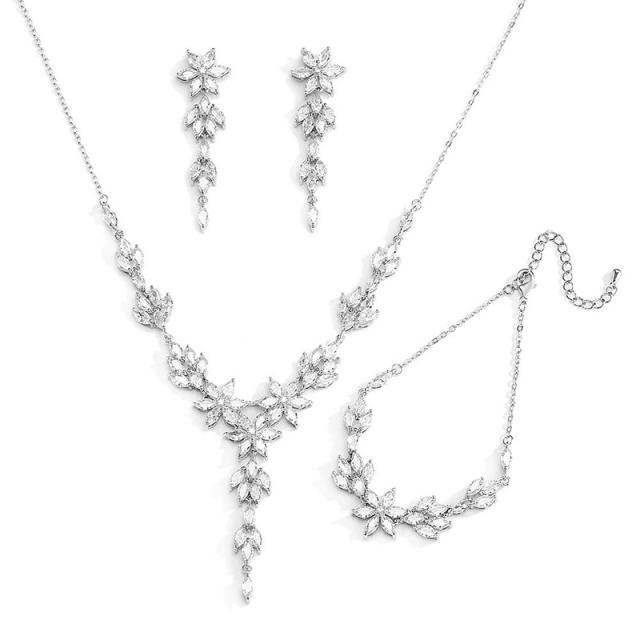 Elegant cubic zircon wedding diamond necklace set