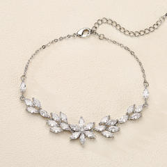 Creative cubic zircon flower copper slide bracelet
