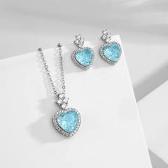 Sweet heart cubic zircon diamond necklace set