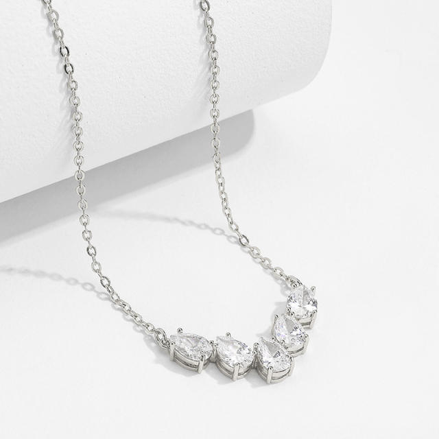 Concise cubic zircon copper jewelry set