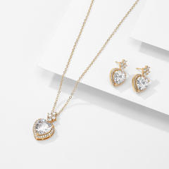 Sweet heart cubic zircon diamond necklace set