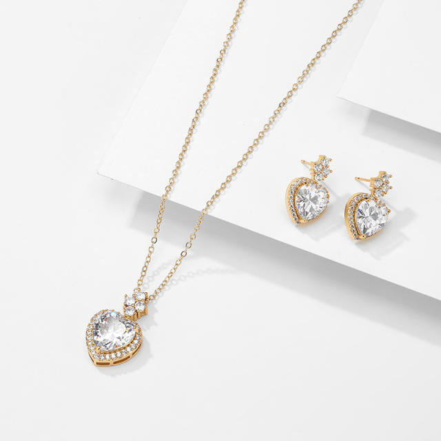 Sweet heart cubic zircon diamond necklace set