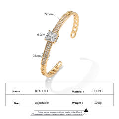 Concise cubic zircon setting gold plated copper bangle