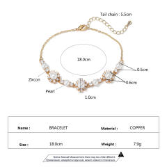 Creative cubic zircon pearl flower design diamond bracelet