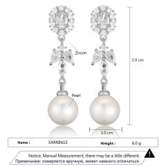 Luxury color cubic zircon pearl drop long earrings