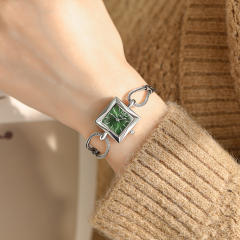 Concise square design chain band women watch