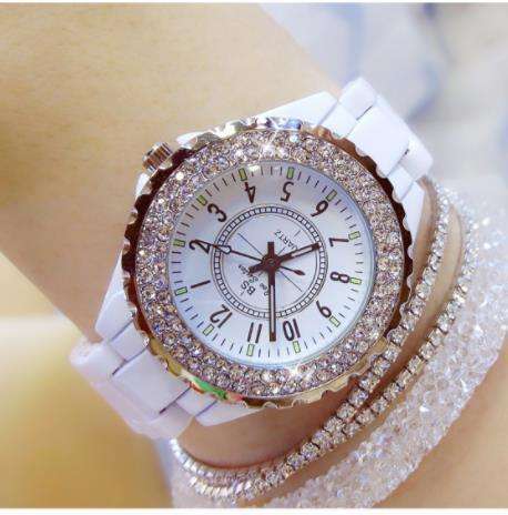 Elegant Ceramic band diamond watch