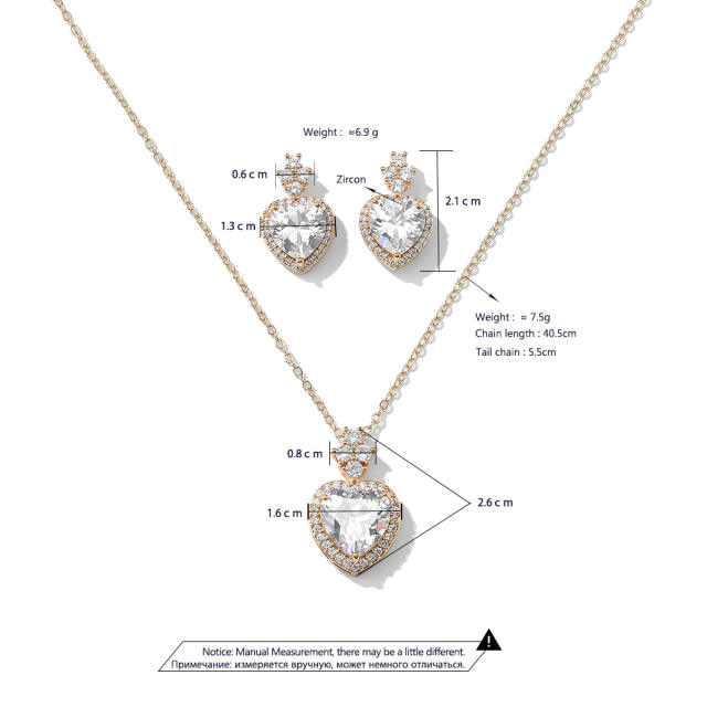 Sweet heart cubic zircon diamond necklace set