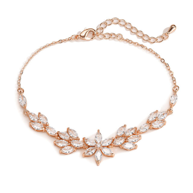 Creative cubic zircon flower copper slide bracelet