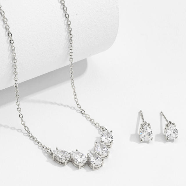 Concise cubic zircon copper jewelry set