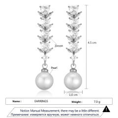 Elegant color cubic zircon pearl long earrings