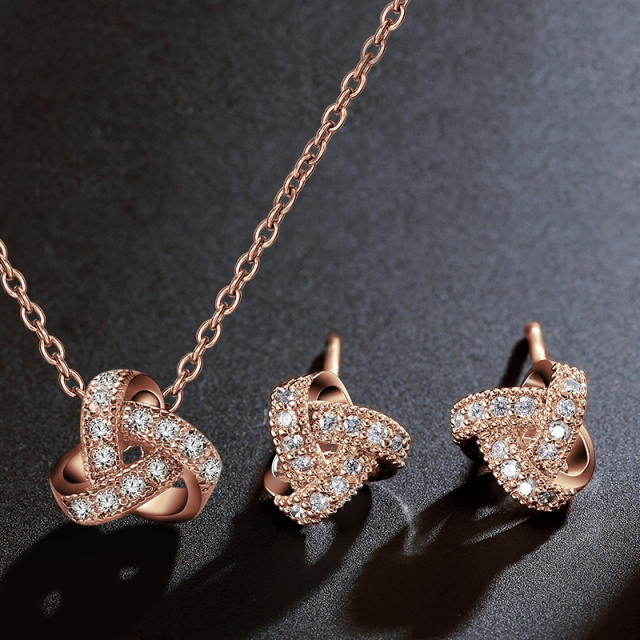 Korean fashion diamond twist triangle jewelry set