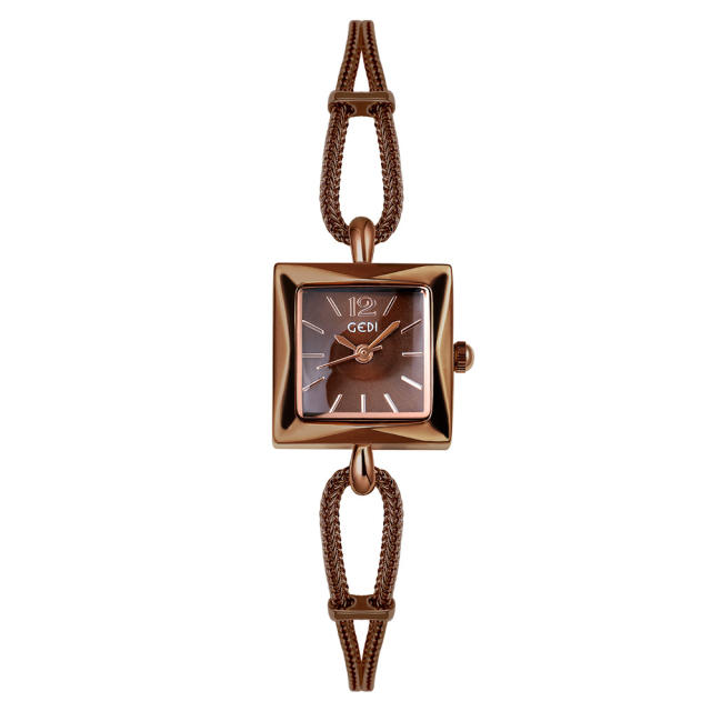 Concise square design chain band women watch