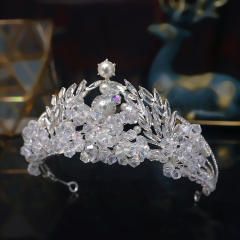 Baroque trend handmade crystal beads wedding crown