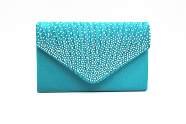 Classic color satin with diamond clutch evening bag