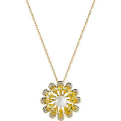 Elegant topaz setting pearl sunflower jewelry set