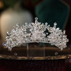 Luxury handmade crystal beads pearl wedding crown