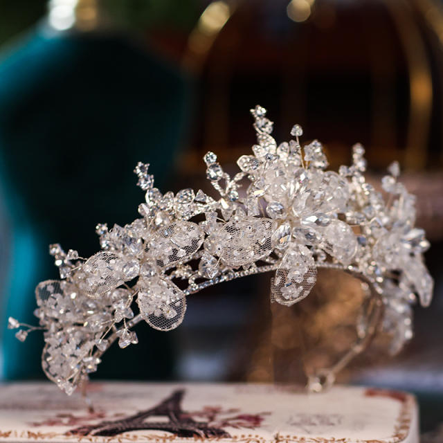 Handmade crystal beads wedding crown