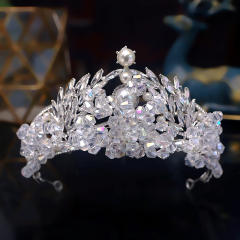 Baroque trend handmade crystal beads wedding crown