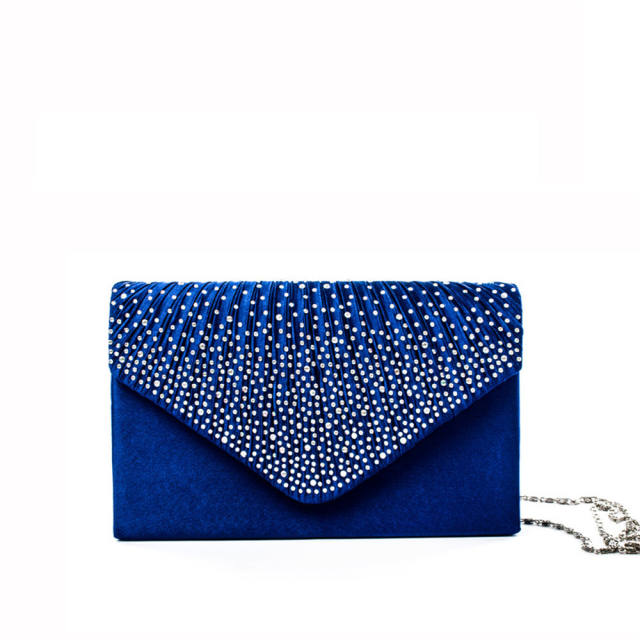 Classic color satin with diamond clutch evening bag