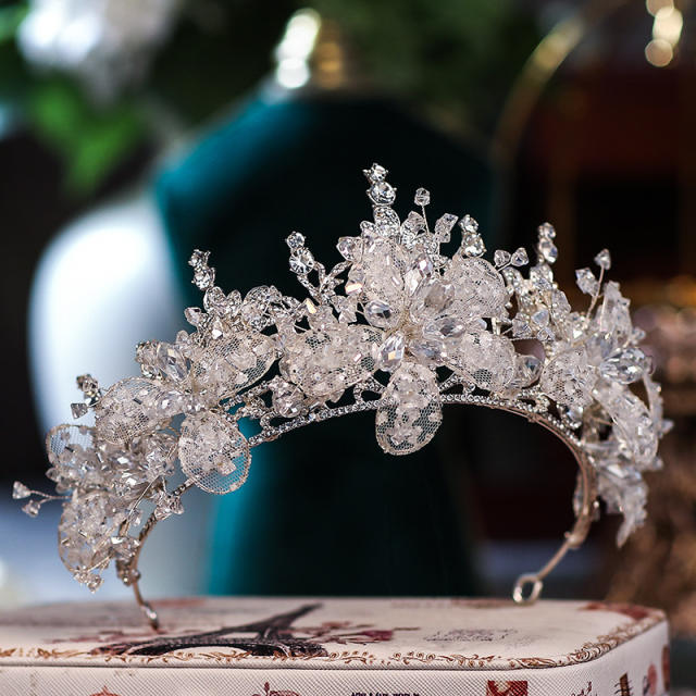Handmade crystal beads wedding crown