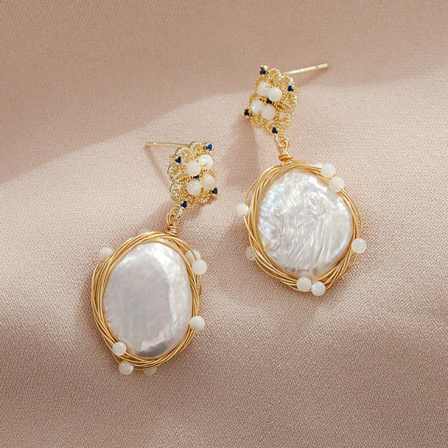 Baroque pearl gold plated earrings