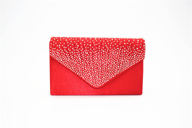 Classic color satin with diamond clutch evening bag