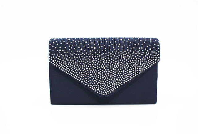 Classic color satin with diamond clutch evening bag
