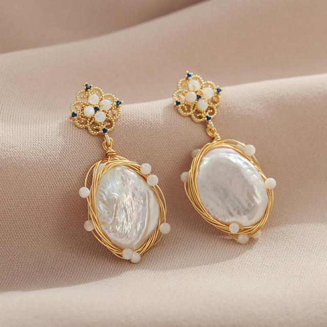 Baroque pearl gold plated earrings