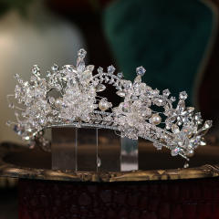 Luxury handmade crystal beads pearl wedding crown