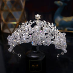 Baroque trend handmade crystal beads wedding crown