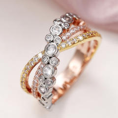 Cross design cubic zircon setting diamond rings