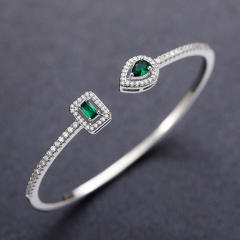 INS trend color cubic zircon setting open copper bangle