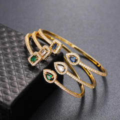 INS trend color cubic zircon setting open copper bangle