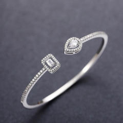 INS trend color cubic zircon setting open copper bangle