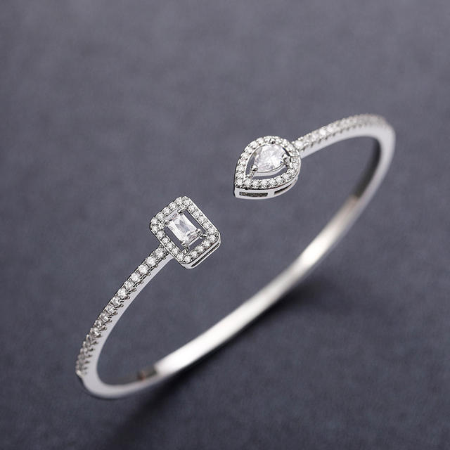 INS trend color cubic zircon setting open copper bangle