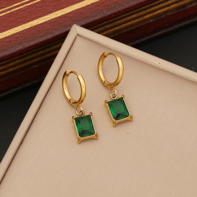Fashionable emerald butterfly stainless steel necklace earrings bracelet