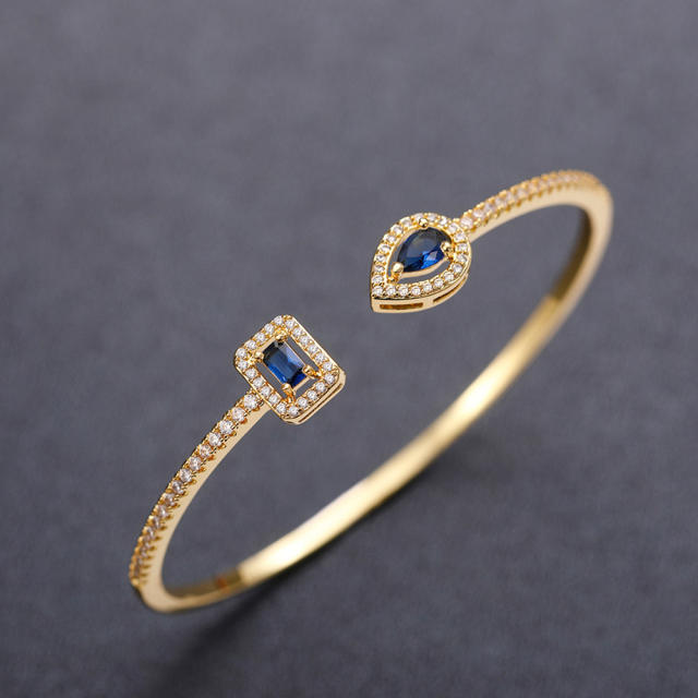 INS trend color cubic zircon setting open copper bangle